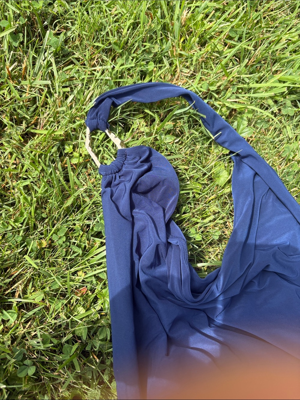 Navy Blue Halter Maxi Dress - Picture 2 of 5